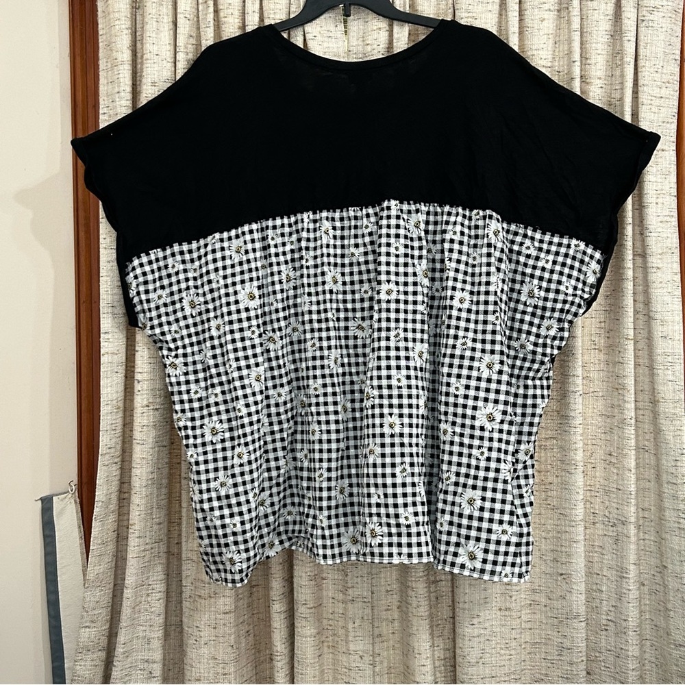 Torrid Cotton Modal Slub + Clip Dot Print Fabric Mixed Dolman Tee - 6X